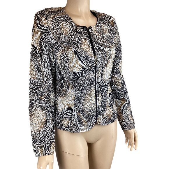 Frank Lyman Jacket Size 10  Womens Textured Long Sleeve Zipper Sheen‎ Multicolor - Picture 3 of 8